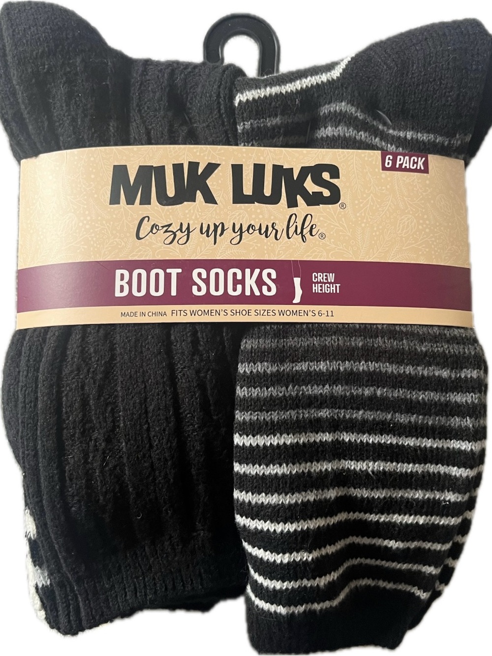 Muk Luks Black and Gray Women's Boot Socks - 6 Pack. Size 6-11. New with tags.